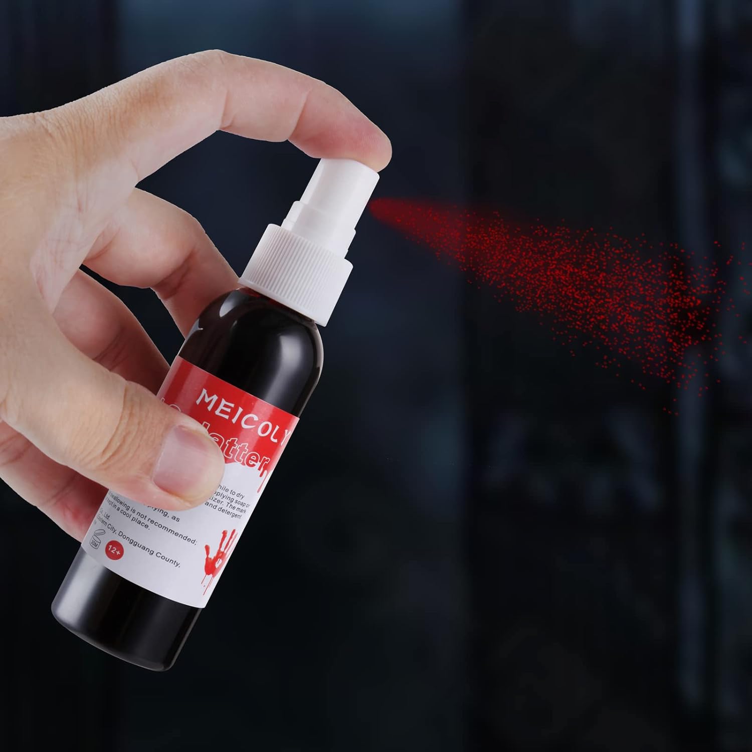 MEICOLY Blood Splatter, 2.1oz Fake Blood Spray, Halloween Liquid Blood for Clothes, Zombie Bride, Vampire and Monster SFX Scary Clown Makeup & Dress Up,Dark,1 Pack - Image 9