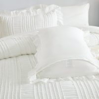 WONGS BEDDING Queen Comforter Set,White Cute Ruffle Comforter for Queen Bed, 7 Pieces Bed in a Bag Seersucker Shabby Chic Bedding Set 90"×90" - Image 8