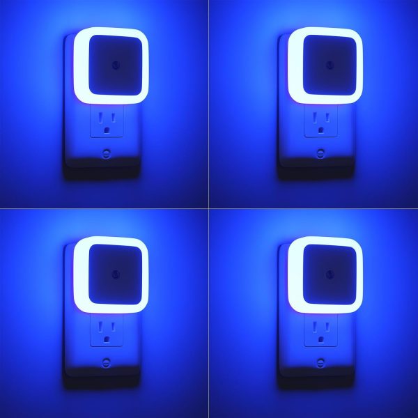 Sujeet Blue Night Light 4 Pack,Night Lights Plug into Wall 4-Pack, Nightlight Plug in Night Lights, Dusk to Dawn Night Lamp Led Night Light for Bedroom, Bathroom, Hallway