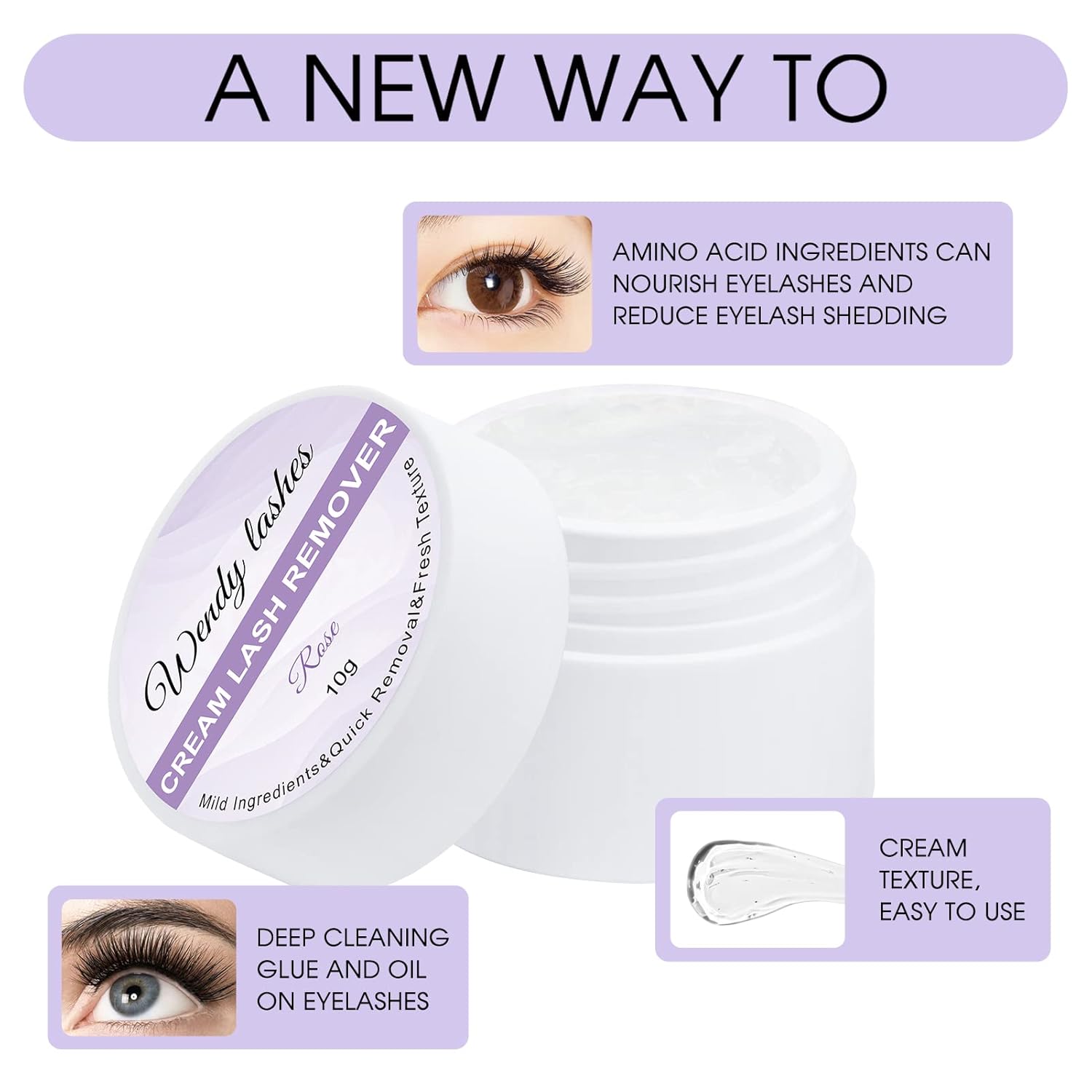 Lash Remover For Lash extensions/Lash Clusters Cream Lash Glue Remover 10g Effectively| Low Irritation for Sensitive Skin Lash Extension Remover Easy Removal of Indicidual Lashes Glue Remover(Rose) - Image 5
