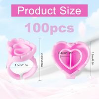 NXJ INFILILA Glue Rings for Eyelash Extensions 100PCS Disposable Rings For Lashes Lovely Heart Shape, Makeup Plastic Nail Art Glue Cups Lash Extension Supplies for Eyelash Extensions - Image 2