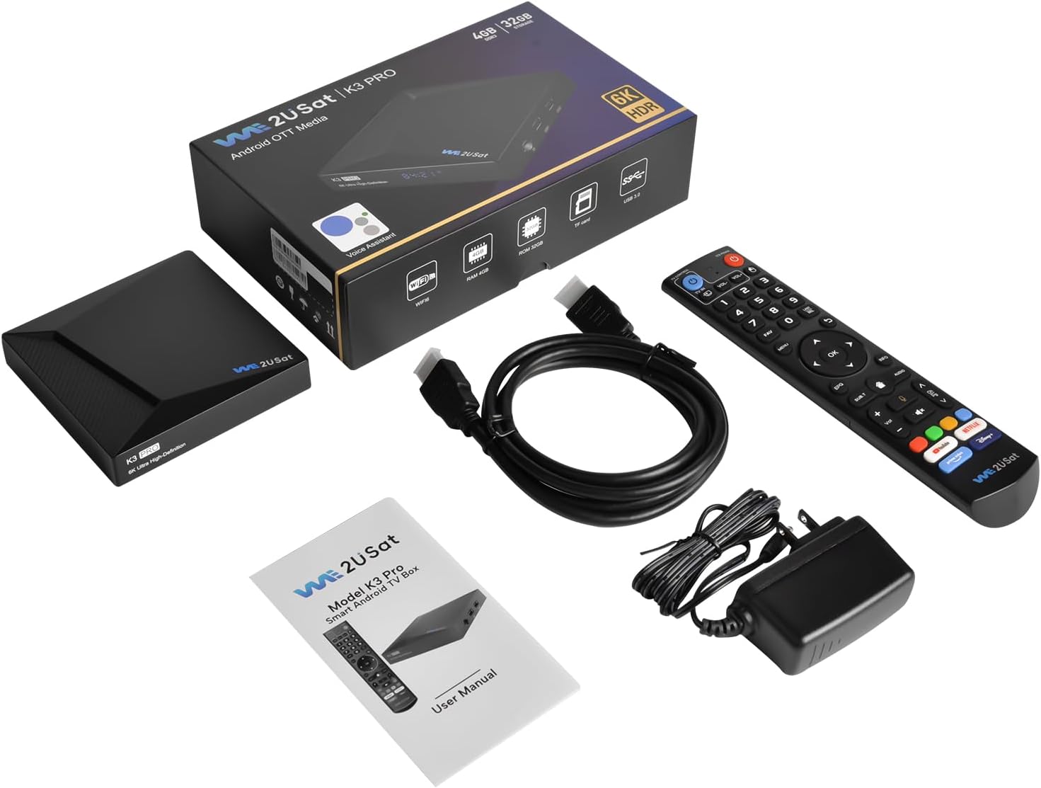 We2uSat K3 PRO 6K HDR Streaming Media Players,Streaming Stick for TV –ABS Enclosure Design,(V5 Pro 2025 V See) 4GB RAM 32GB ROM,HDMI Cable - Image 4