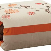 Chezmoi Collection Serene 7-Piece Luxury Autumn Floral Embroidery Comforter Set, Queen, Orange/Brown/Taupe - Image 7