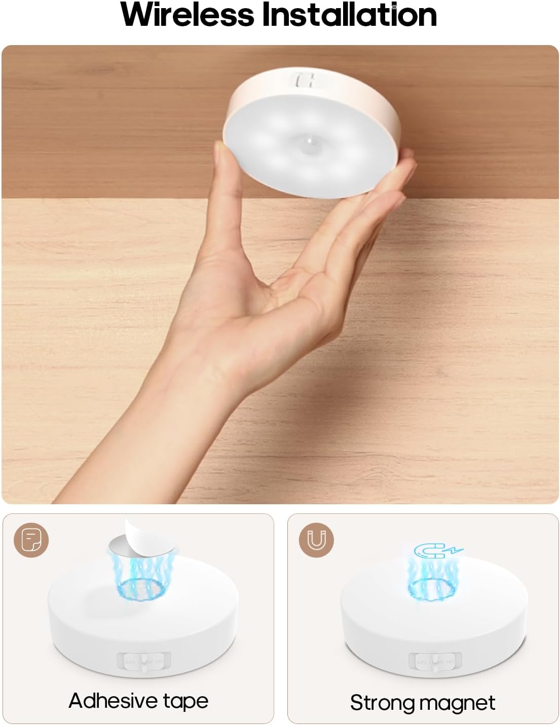Led Under Cabinet Lighting, Motion Sensor Light Indoor, 1000mAh Puck Lights with IR Remote, Rechargeable Under Counter Lights for Kitchen,Cabinets,Closet,Stairs Indoor (6 Pack) - Image 7