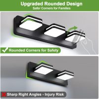 LED Modern Bathroom Vanity Light Fixtures (3-Light, 19-Inch), 360° Rotate Acrylic Matte Black Vanity Lights for Bathroom, Modern Wall Lighting Fixtures Over Mirror (Natural White Light 5000K 1300LM) - Image 6