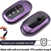 MECHCOS Compatible with 2024 2023 2022 Honda Civic CR-V Accord HR-V Pilot Purple TPU Key Fob Cover Case Remote Holder Skin Protector Keyless Entry Sleeve Accessories - Image 3
