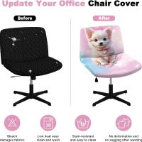 Criss Cross Chair Cover - Armless Wide Back Chair Cover,3D Printed Cute Pets Water Resistant Stretchable Slipcover for Mid Back Wide Seat Desk and Vanity Chairs Washable - Image 5