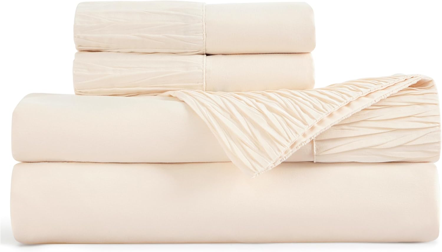 Bedsure Queen Sheet Set - 4 Pieces Soft Queen Size Sheets - Breathable & Cooling - Hotel Luxury - Easy Care Polyester Microfiber Bedding for Women, Men, Beige - Image 8