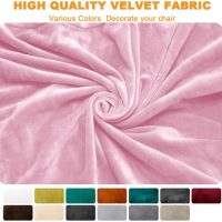 Criss Cross Desk Chair Cover Velvet Armless Office Chair Covers Cross Legged Office Chair Slipcovers Modern Mid Back Accent Chair Cover Vanity Swivel Chair Protector Pink 1 Pack - Image 3