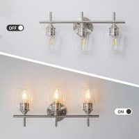 3-Light Bathroom Light Fixtures, Brushed Nickel Vanity Light, Bathroom Wall Lamp for Mirror Kitchen Bedroom Hallway Living Room Hallway - Image 9