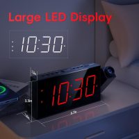 Projection Alarm Clock, Digital Clock with 180° Rotatable Projector, 5-Level Brightness Dimmer, Clear LED Display, USB Charger, Progressive Volume, 9mins Snooze,12/24H, for Bedroom - Image 2