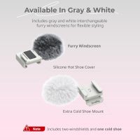 SmallRig Furry Windscreen Kit (2pcs) for Canon EOS R50 V Camera, Cold Shoe Adapter with Wind Muff, Noise-Reduction, Includes Gray and White, for Light Microphone Attachment - 5434 - Image 4
