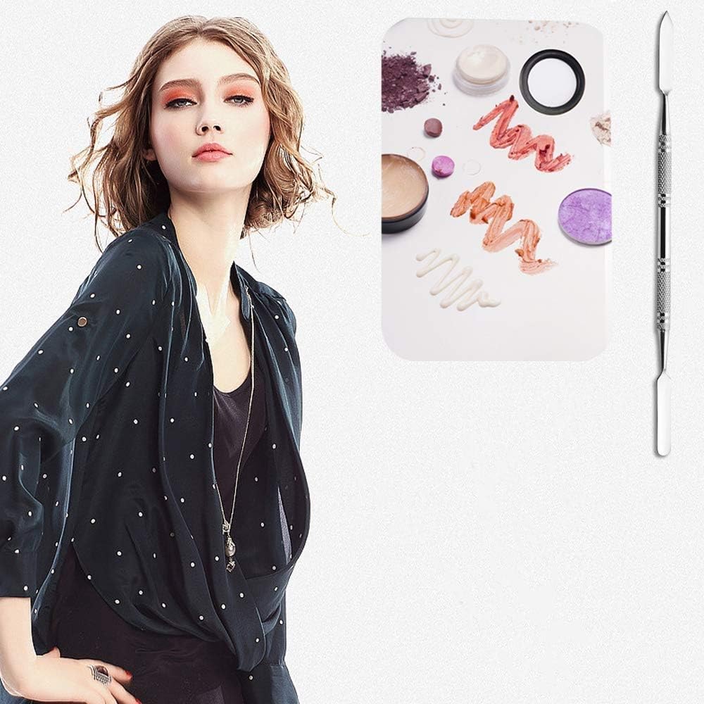 Professional Stainless Steel Makeup Palette Cosmetic Palette with Spatula Tool For Nail Art Eye Shadow Eyelash Makeup Professional Pigment Blending(6 x 4 Inch Sliver) - Image 4