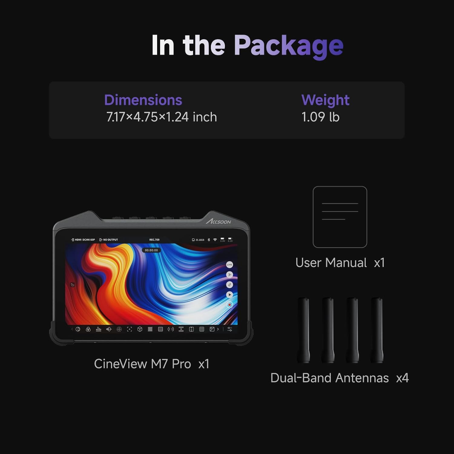 Accsoon CineView M7 Pro 4K60 Wireless Video Transmitter&Receiver&7 Inch Camera Monitor with 3D LUT, Dual-Band SDI HDMI 1200ft Range 25ms Lat., 10 App Monitoring, Pair CineView Master 4K TX&RX/HE/SE TX - Image 12