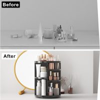 Rotating Makeup Organizer for Vanity, 360 Spinning Skincare Organizers with Adjustable Trays, Make Up Desk Storage Carousel Rack, Cosmetic Display Cases for Dresser Bathroom Countertop - Image 5