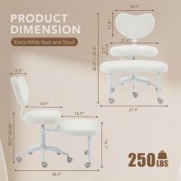 Ergonomic Cross Legged Chair with Wheels,360° Swivel Meditation Chair,ADHD Chair, Criss Cross Desk Chair with Lumbar Support and Adjustable Stool, Flexible Design for Fidgety Sitters, Ivory - Image 2