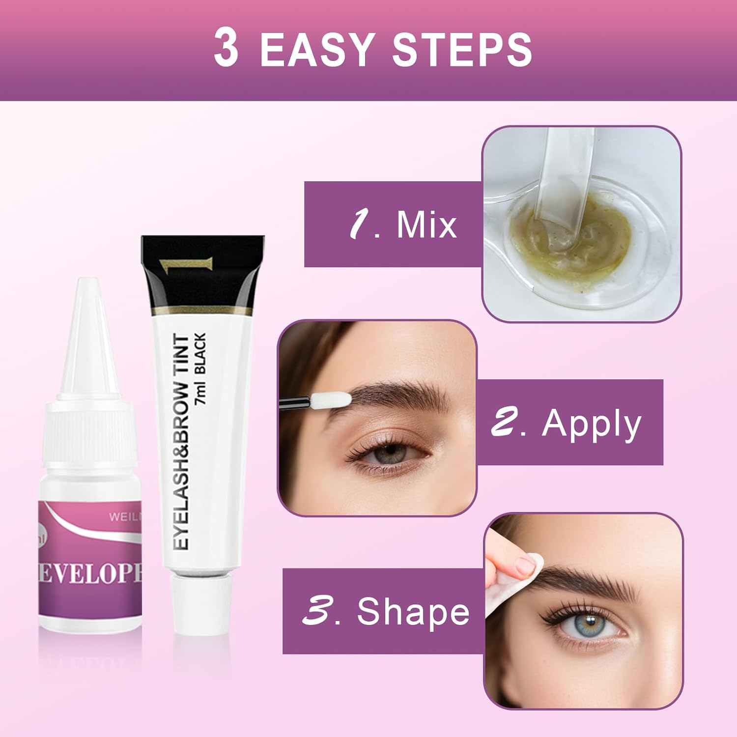 Eyelash & Eyebrow Color Kit, Professional Instant Lash & Brow Color Kit with Natural Black Effects, Lasting for 6 Weeks, Easy to Use, DIY Hair Coloring for Salon Home Use 7ml - Image 8