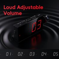 Projection Alarm Clock, Digital Clock with 180° Rotatable Projector, 5-Level Brightness Dimmer, Clear LED Display, USB Charger, Progressive Volume, 9mins Snooze,12/24H, for Bedroom - Image 5