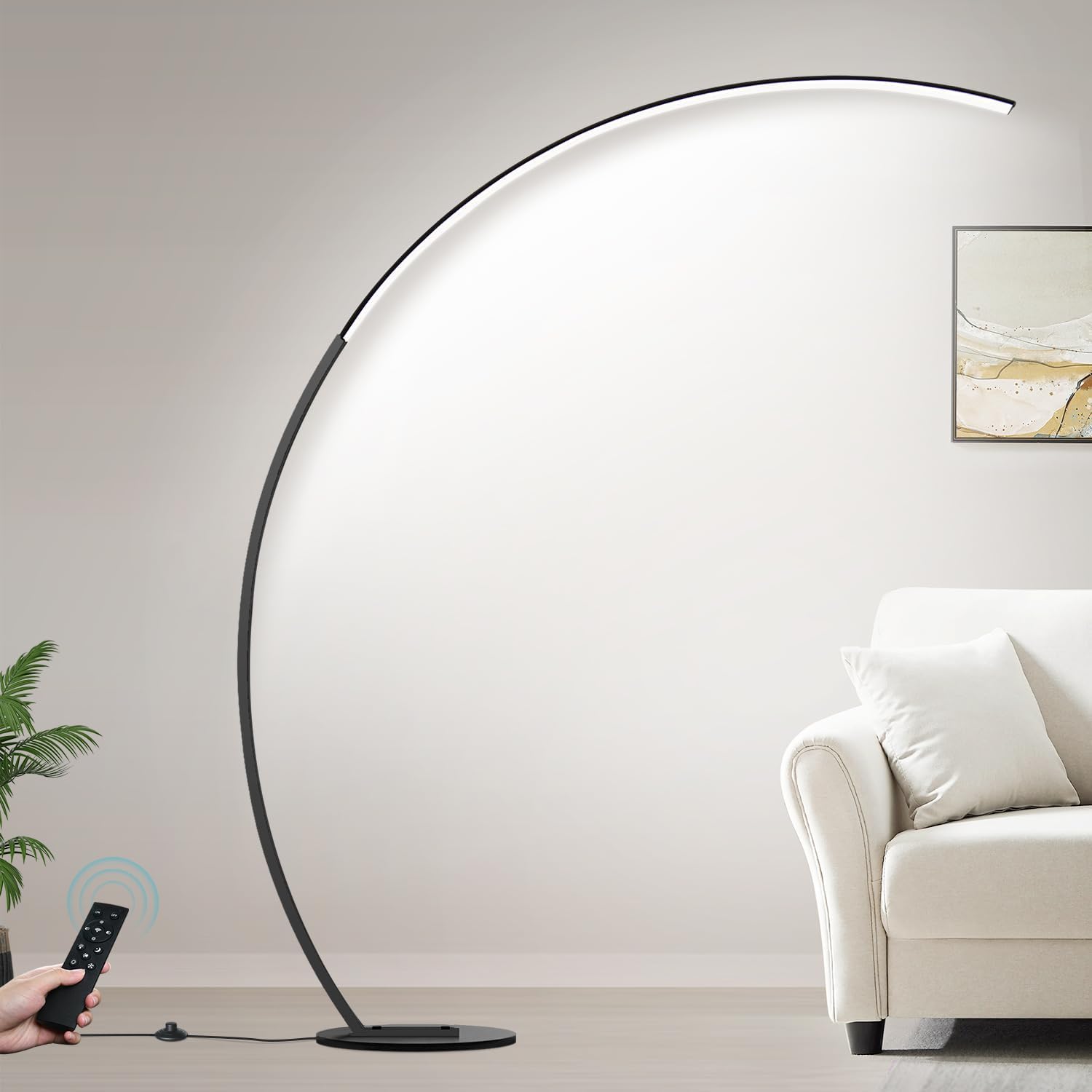 Dimmable LED Lamps for Living Room with 3 Color Temperatures, Ultra Bright 2000LM Arc Floor Lamps, Modern Standing Tall Lamp with Remote Control Reading Floor Lamp for Bedroom Office Classroom