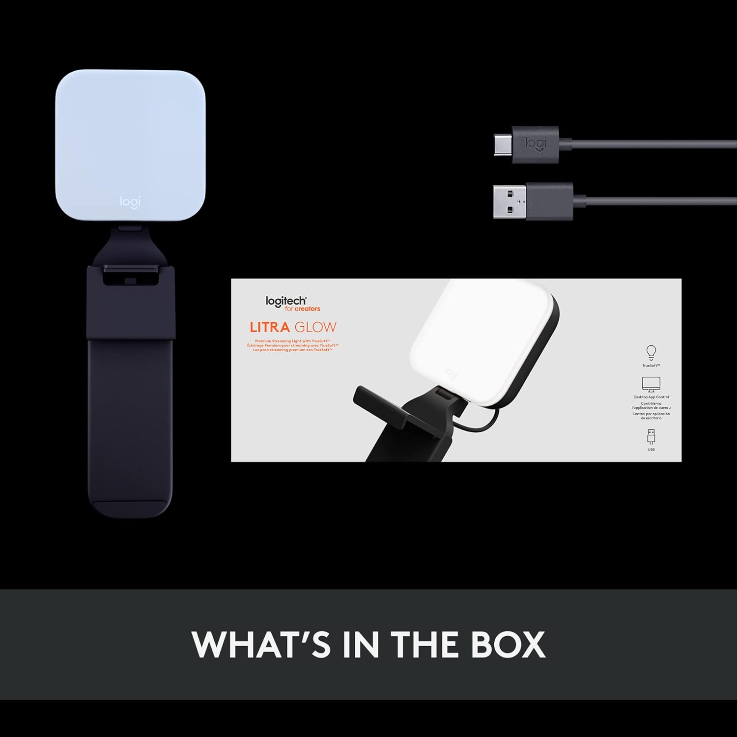 Logitech for Creators Litra Glow Premium LED Streaming Light with TrueSoft, adjustable mount, video lighting for recording streams, PC/Mac - Graphite - Image 10