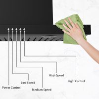 ONEEON 24" Range Hood - 650 CFM Wall Mount Kitchen Exhaust with 3 Speed Fan, LED Lights, Push Button, Ultra-thin Body, Chimney Style Stove Vent Hood & Ducted Exhaust Vent, Black - Image 3