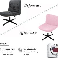 Armless Chair Slipcover Criss Cross Wide Seat Task Chair Cover Super Soft Velvet Stretch Removable Armless Chair Slipcover Dustproof Protectors (Pink) - Image 5
