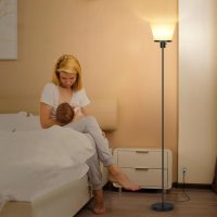 LED Floor Lamp Tall Standing Lamp, Black Modern Torchiere Floor Lamps for Bedroom Living Room Office, Bright Floor Lamp with White Plastic Shade, Bulb Not Included. - Image 7
