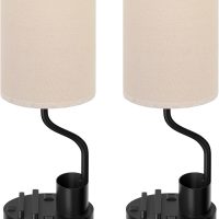 Bedside Table Lamps for Bedroom Set of 2 - Nightstand Light with AC Outlet and USB A & C for Charging, 3 Color Temperatures, Study Desk Lamp with Pen Holder & Phone Stand for Living Room/Dorm/Office - Image 8