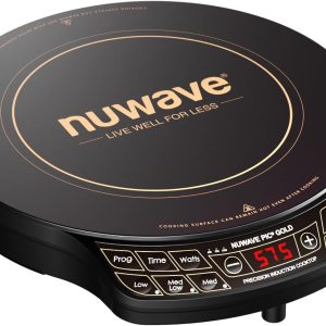 Nuwave Precision Induction Cooktop Gold, 12” Shatter-Proof Ceramic Glass Surface, Large 8” Heating Coil, Portable, 51Temp Settings 100°F to 575°F, 3 Wattage Settings 600, 900, and 1500 Watts