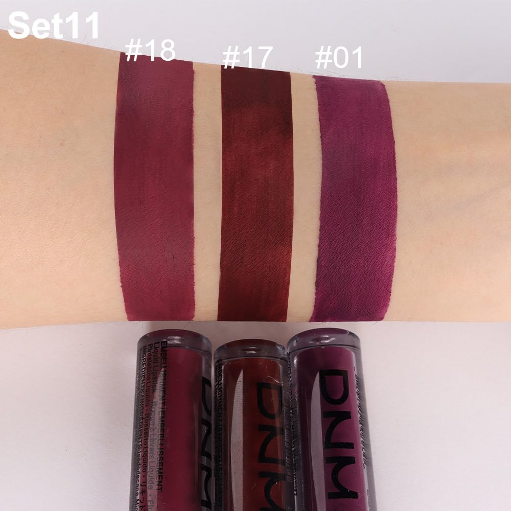 evpct 3Pcs Dark Red Purple Plum Matte Liquid Lipstick Sets for Women Matte Lip Stain Long Lasting Waterproof, Burgundy Blood Blue Red lipstick, Black Cherry Maroon Gothic 24 Hours Magic Lipsticks - Image 5