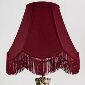 GO&SO Burgundy Silk Scalloped Lamp Shade,Petal Edge Braid with Burgundy Fringe Trim,6"x13"x10.6"(Spider), Victorian Bell Lamp Shades Hand Crafted,Replacement Shades for Table,Floor Lamps,Easy Assembly