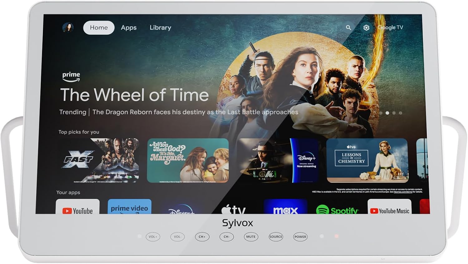 SYLVOX Waterproof Portable TV, 15.6" Shower TV 1080P Smart TVs for Bathroom, 10000mAh Rechargeable Battery Operated (4-6H Play Time), IP66 Waterproof, Voice Assistant, 360° Rotating Kickstand - Image 2