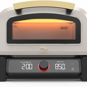 Current® Model P Smart Electric Pizza Oven, 12-Inch, 850°F Max, 5 Cooking Modes, App Connectivity for Temperature Monitoring & Custom Cooking Times, Compact for Indoor & Outdoor Use, Beige