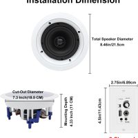 Herdio 5.25'' Home Audio Package Wall Mount Bluetooth Amplifier Receiver System with 300W in Ceiling Wall Passive Speakers Great for Home Theater Office Bathroom Kitchen Living Room (A Pair) - Image 3