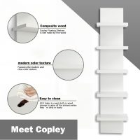 5 Tier Wall Shelves White, Vertical Column Shelf Floating Storage Home Decor Organizer Tall Tower Design Utility Shelving Bedroom Living Room, 30.7, 31 - Image 7