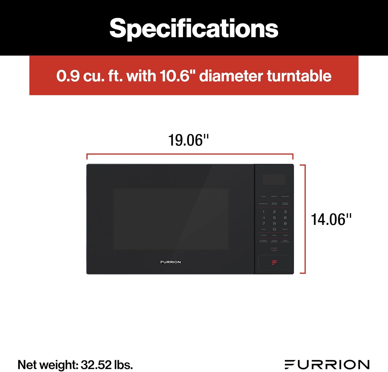 Furrion RV Microwave - 0.9 cu. ft, Black - Image 3