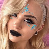 Mermaid Face Gems Stick Jewels Halloween Body Eye Face Jewels Gems Rave Festival Tattoo Glitter Self Adhesive Crystals Rhinestones Diamonds Tattoos Sticker Party Carnival Festival Decorations (Blue) - Image 4