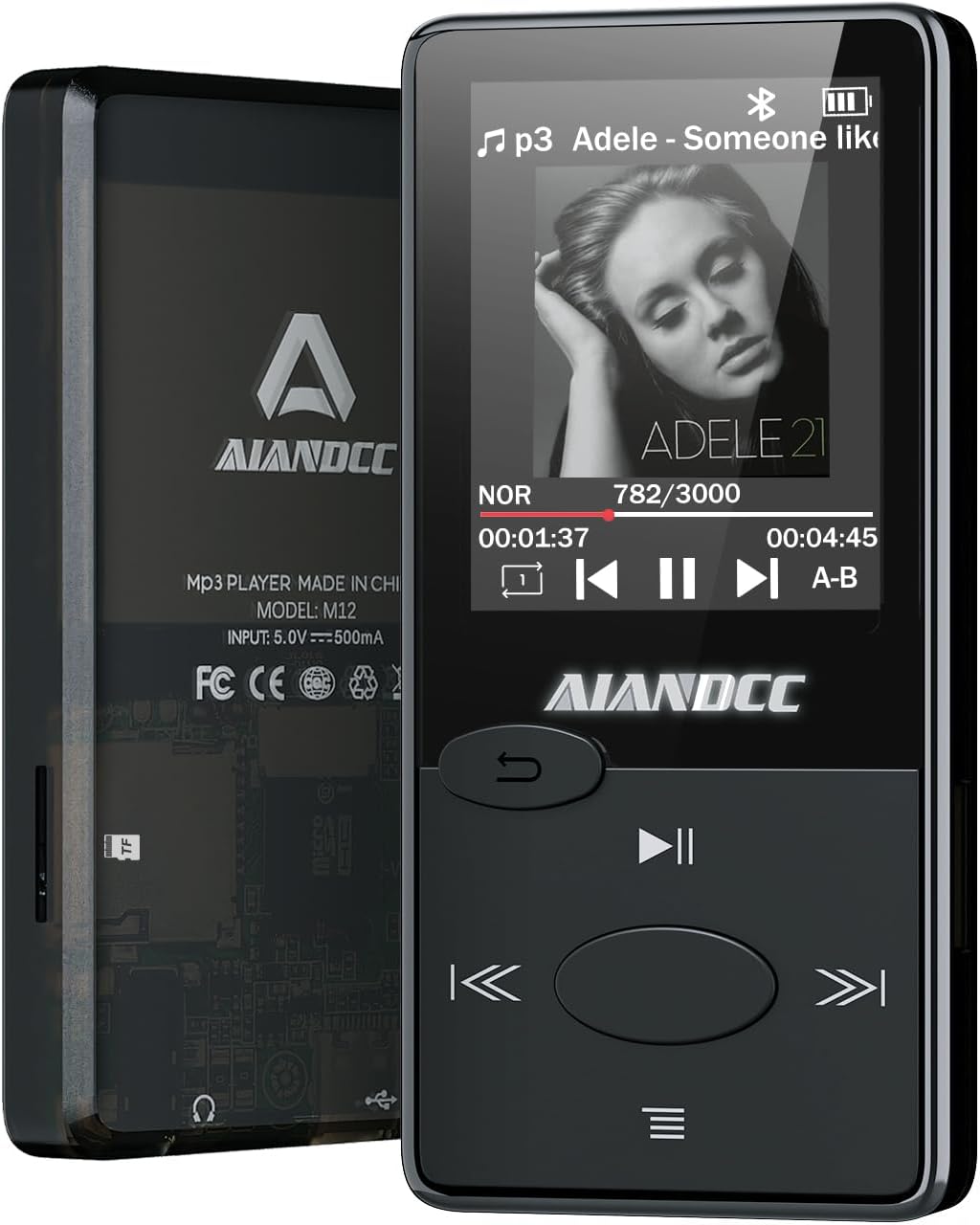 64GB Mp3 Player with Bluetooth 5.3 HiFi Sound, Mp3 Player with FM Radio, Mini Music Player for Kids Adults, Earphones Included, TF Card can be Inserted