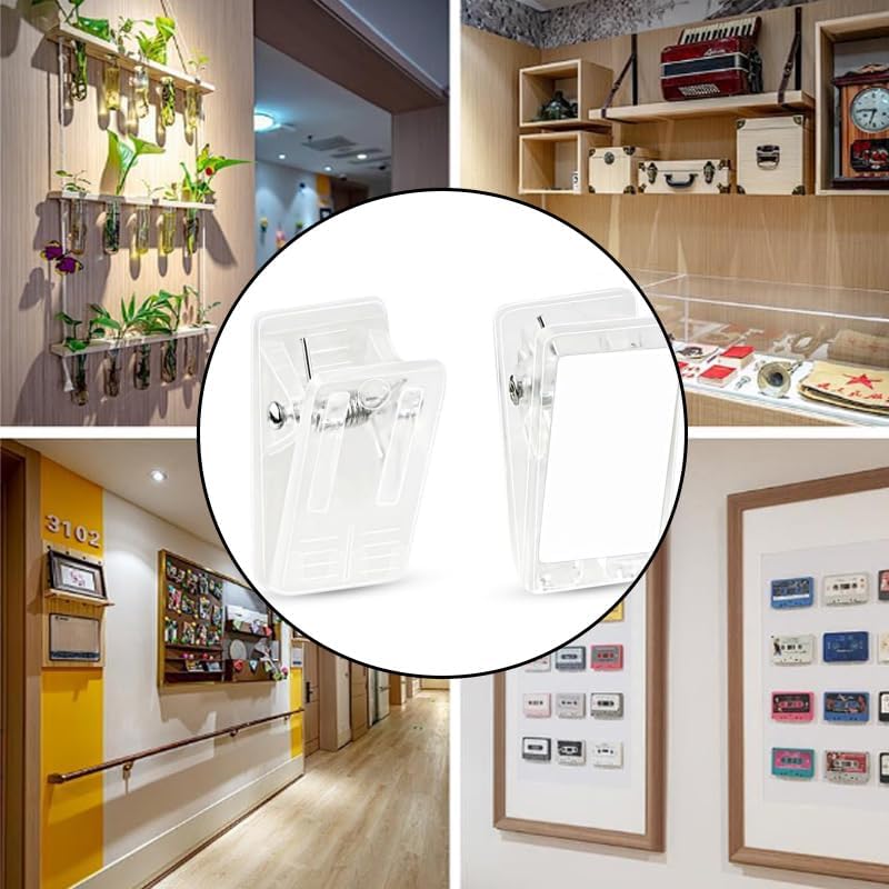 55 Pcs Self Adhesive Clips, Clear Sticky Spring Hanging Clips, Wall Clips for Hanging Posters, Photos, Office and Home Decorations - Image 4