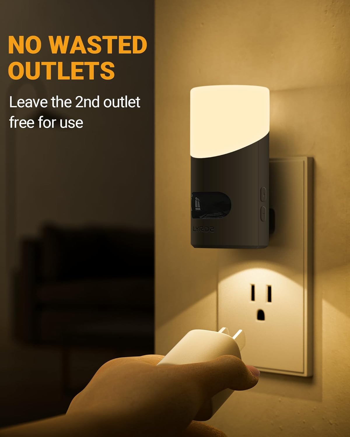 Lyridz LED Night Lights Plug into Wall with Motion Sensor, 1-150LM Dimmable Plug-in Nightlight Indoor for Bedroom, Bathroom, Hallway, Stairs, Pet House, Toilet, 2 Pack - Image 6