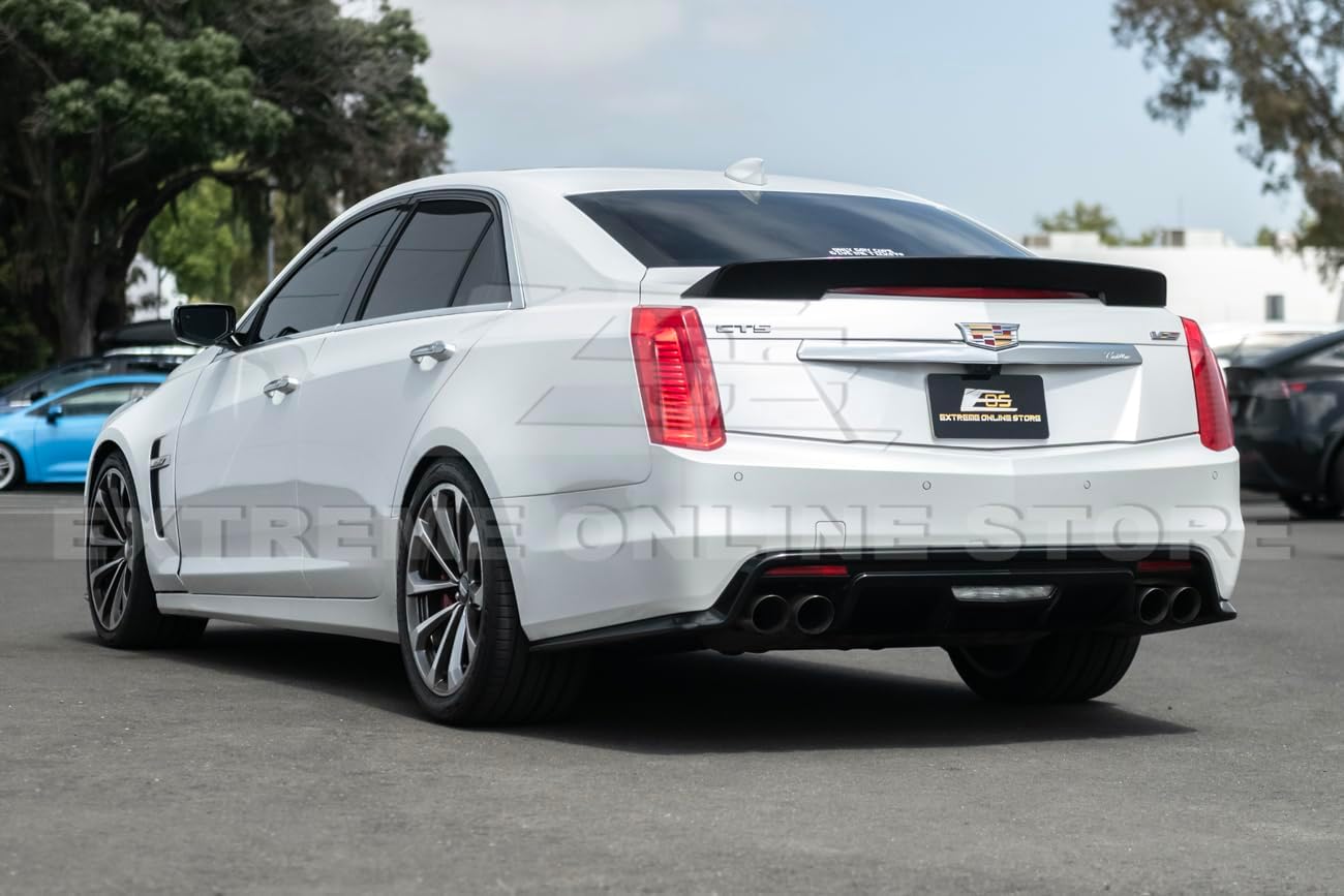 for 2016-2019 Cadillac CTS-V Models | Carbon Package Style ABS Plastic - Painted Glossy Black Rear Bumper Trunk Lid Wing Spoiler SPOILER-113-V2-ABS - Image 5