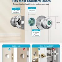 Fingerprint Door Lock, Smart Fingerprint Door Knob with Lock, Biometric Door Locks with App Control & Key, Keyless Thumbprint Entry Door Locks for Bedroom, Front Door, Home, Apartment-Silver - Image 5
