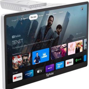 SYLVOX Kitchen TV, Small Smart TV for Kitchen, 15.6 inch 1080P Full HD Under Cabinet TVs, Google Smart Television with Voice Remote Control WiFi Bluetooth Chromecast 2 Speakers, Compact & Foldable