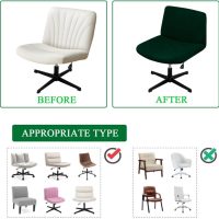 Velvet Armless Chair Cover Criss Cross Chair Cover Armless Office Desk Chair Slipcover Modern Mid Back Accent Chair Cover Washable Removable Chair Protector Without Arms Dark Green - Image 6