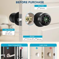 Fingerprint Door Lock, Smart Fingerprint Door Knob with Keypad, Biometric Door knobs with App Control, Auto Lock Door Lock with Code, Keyless Door Knob with Locks for Bedroom, Home,Office-Matte Black - Image 4