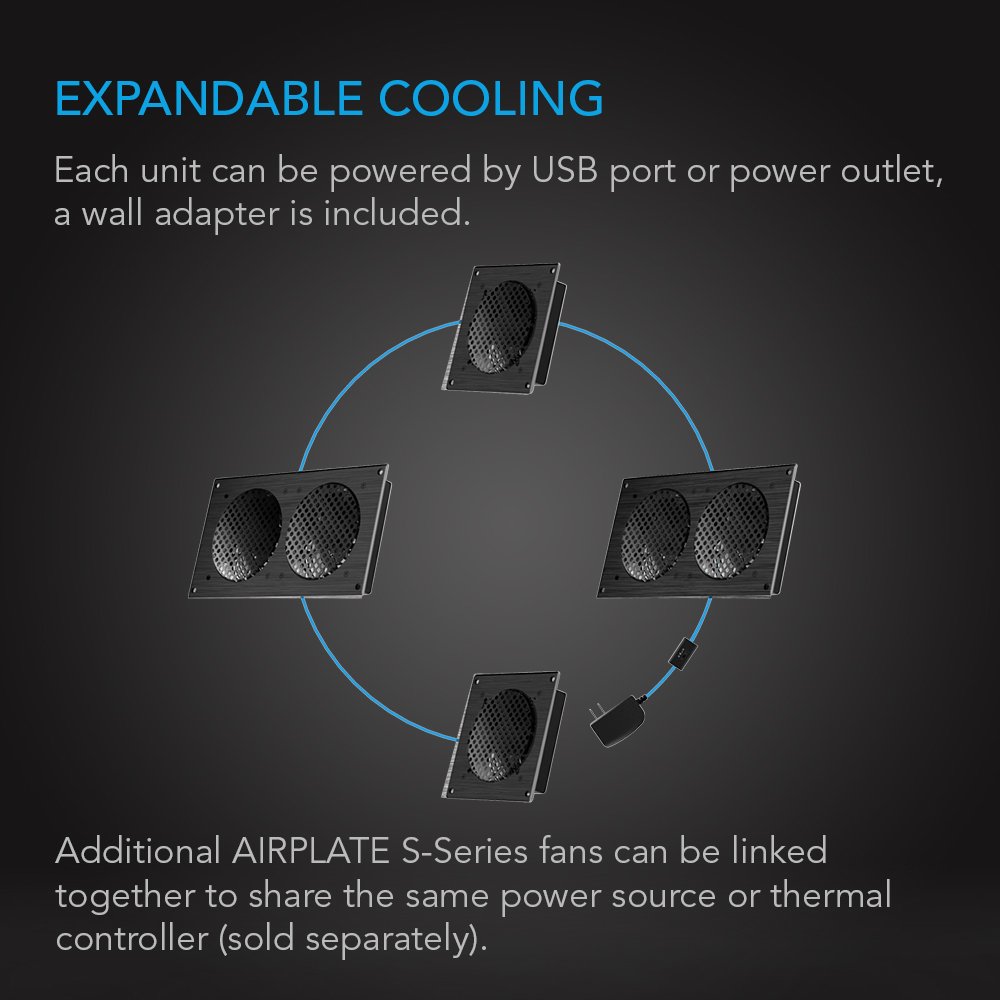 AC Infinity AIRPLATE S7, Quiet Cooling Fan System 12" with Speed Control, for Home Theater AV Cabinets - Image 4