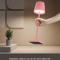 HASUN 2 Pack Cordless Table Lamp, Portable LED Desk Lamp, 5200mAh Battery Operated Lights, 3 Color Stepless Dimming Up, Night Light for Bedroom/Date/Bars/Cafe/Camping (Peach 2Pack) - Image 2