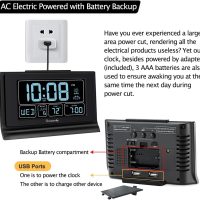 DreamSky Alarm Clocks for Bedrooms with Battery Backup, Auto Set Digital Clock with Date and Day of Week, Temperature, USB Port, Auto DST, Dimmer, 12/24H - Image 5