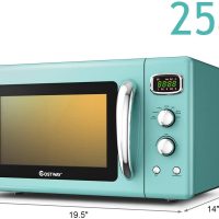 COSTWAY Retro Countertop Microwave Oven, 0.9Cu.ft, 900W Microwave Oven, with 5 Micro Power, Defrost & Auto Cooking Function, LED Display, Glass Turntable and Viewing Window, Child Lock - Image 9