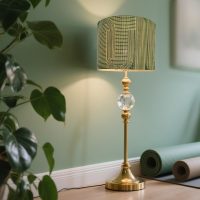 Rustic lamp Shade Bamboo with Decorative Green Geometric Figure Bucket Shaped Translucent Ideal for Living Room Bedroom Groovy Unique Easy Assemble Size 11.8 * 9.05Inch (Art Deco B) - Image 2